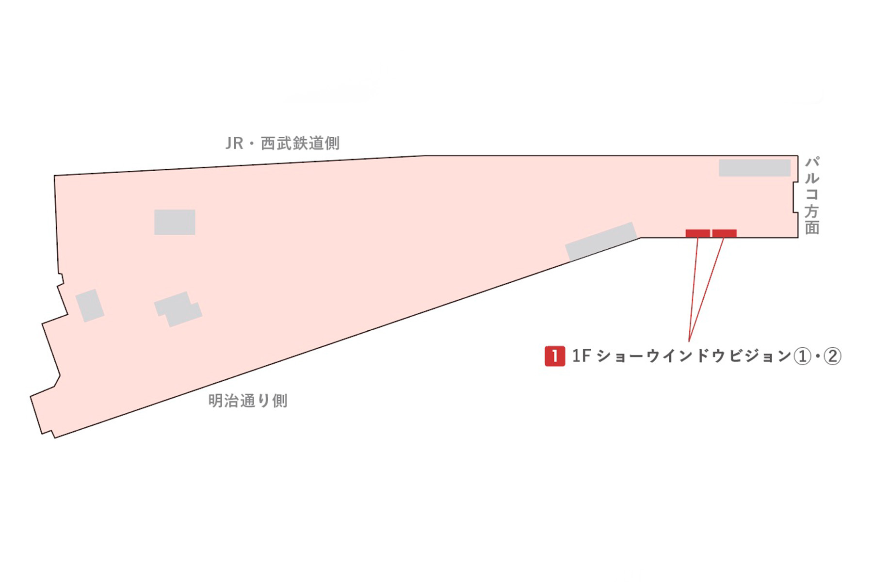 屋外壁面ビジョン 1F ショーウィンドウビジョンセット